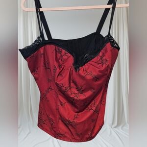 P Intimates Red Cherry Blossom Corset Top